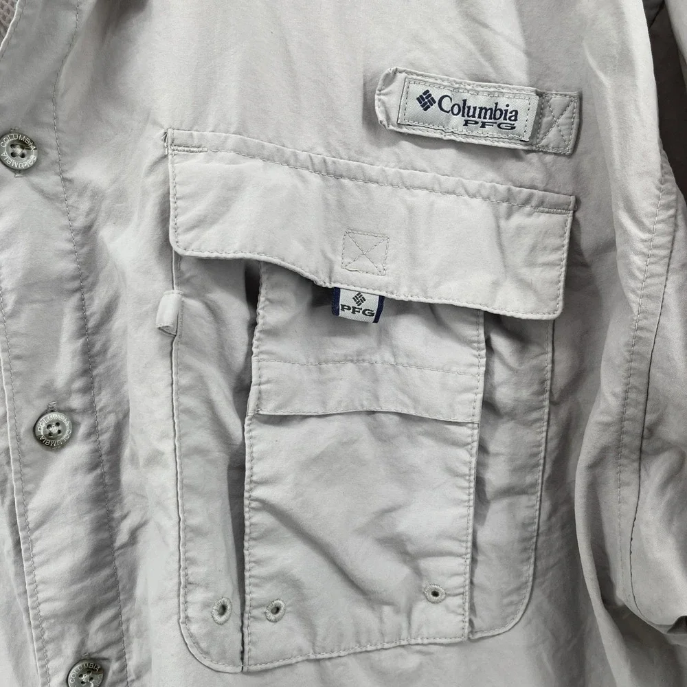 Columbia Bahama PFG Omni-Shade Vented Men's XL Short Sleeve Shirt Fishing Grey